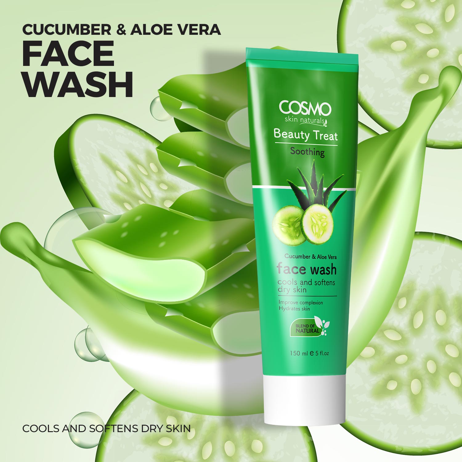 COSMO BEAUTY TREAT SOOTHING - CUCUMBER & ALOE VERA FACE WASH
